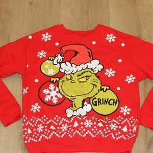 DR. SEUSS THE GRINCH CHRISTMAS SWEATSHIRT UGLY FLEECE SWEATER JR SZ M NWT